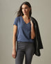 Classic Cotton V-Neck Tee - Washed Navy
